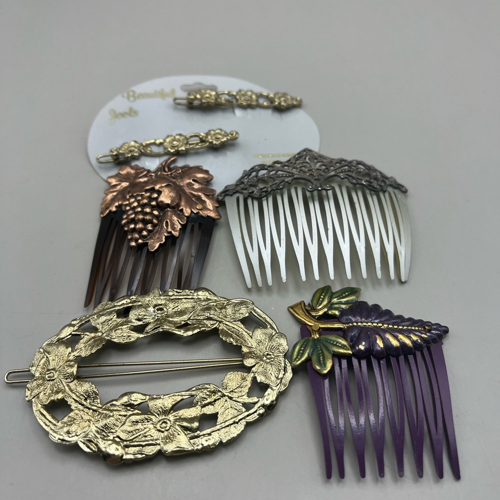 Elegant Vintage Gold and Purple Hair Accessory Set-Collection for Elegant Style